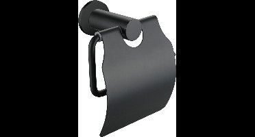 Toiletrolhouder met Klep - Lonis Rimbo - Rond - Mat Zwart