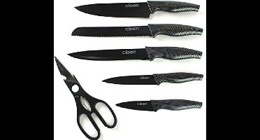 Messen Set Phoenix | Roestvrij stalen messen met keramische coating | Inclusief multifunctionele schaar van roestvrij staal | Anti-plaklaag