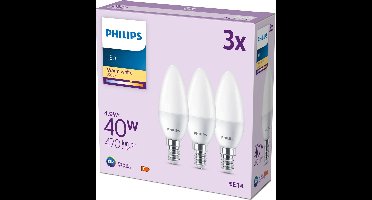 Philips LED Kaarslamp Mat - 40 W - E14 - Warmwit licht - 3 stuks
