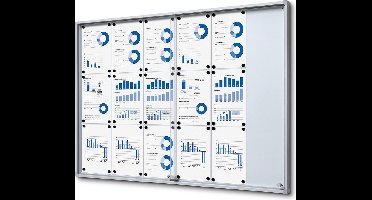 Indoor Vergrendelbaar Notitiebord met Schuifdeuren Slim met Veiligheidshoeken 18 X A4 - Syna SCSLR18XA4 - Horeca & Professioneel