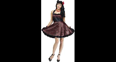 FUNWORLD - Zwart en rode damesjurk uit de jaren 50 - M / L