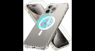 Hoesje Geschikt voor iPhone 15 Pro Max Magsafe hoesje transparant backcover Anti Shock Met 2 Stuks screenprotectors