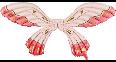 PartyDeco - Vleugels Folieballon Roze 100x50 cm