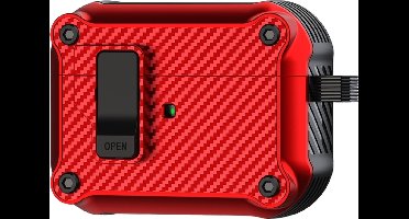 Mobigear Hoesje geschikt voor Apple AirPods Pro 1 Hardcase Hoesje | Mobigear Racing Clip - Rood