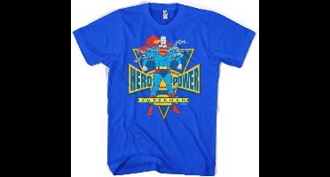 DC Comics Superman Heren Tshirt -M- World Hero Blauw