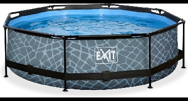 EXIT Stone Frame Zwembad ø300 - Opzetzwembad - met Filterpomp - Rond - Grijs