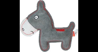 Tiny Doodles Doggy - Doodles Donkey- Hondenspeelgoed - Honden speeltje met piep - Donkergrijs - 17 cm