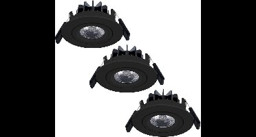 3x HOFTRONIC Salerno - Kantelbare inbouwspot - LED - Rond zaagmaat 79mm - Zwart - Dimbaar - Kantel- en draaibaar - 8 Watt - 650 lumen - 230V - 2700K Extra warm wit - Plafondspots - Inbouwspot voor badkamer en buiten - 5 jaar garantie