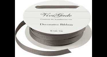 Decoratie lint, B: 6 mm, grijs, 15 m/ 1 rol