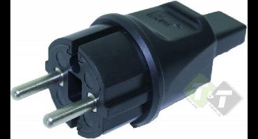 Stekker Prikkabel zwart, 230 Volt, 16 Ampere, 5x13mm
