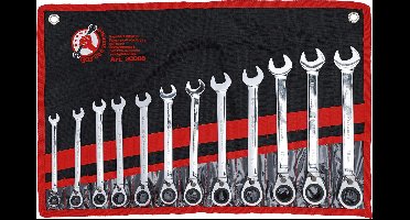 BGS Ratelring-steeksleutelset omschakelbaar 8 - 19 mm 12 delig