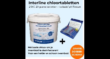 Interline Chloortabletten 20 gram 2,5 kg - Inclusief pH & chloor Testset - Chloortabletten voor zwembad en jacuzzi - Chloor 20 gram - Inclusief gratis doseerschema