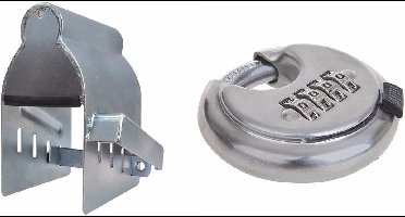 Proplus Aanhangwagen/aanhanger dissel slot - met 70mm discus cijferslot - verzinkt staal