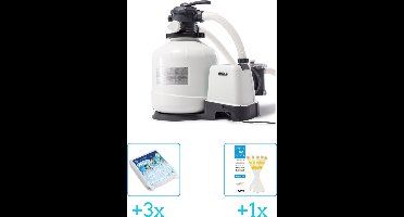 Intex 26652GS Zandfilterpomp - SX3200 - 10.000 liter per uur inclusief Comfortpool Glasparels - Voor Filterpomp - 20kg (3 stuks) & WAYS Testrips (1 stuks)