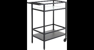 Trolley Zwart - Metaal - 70x42x85cm - Met Wieltjes