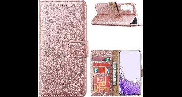 Hoesje Geschikt Voor Samsung Galaxy S23 Hoesje met Pasjeshouder – Bookcase - Rose Goud