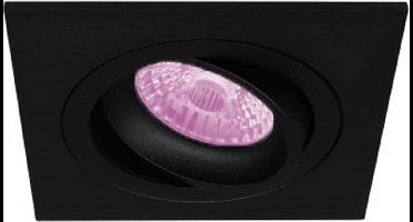 Inbouwspot Andy met Philips HUE White and Color - Voor binnen / woonkamer / keuken / slaapkamer - inbouwspot - Zwart - vierkant - IP20 - GU10 - Buitendiameter: 93MM - boorgat: 78-86MM - min. Inbouwdiepte: 70MM