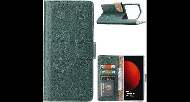 Hoesje Geschikt voor Xiaomi Mi 12S Ultra Hoesje met Pasjeshouder Groen - Hoesje Geschikt voor Xiaomi Mi 12S Ultra hoesje Luxe Booktype Portemonnee case