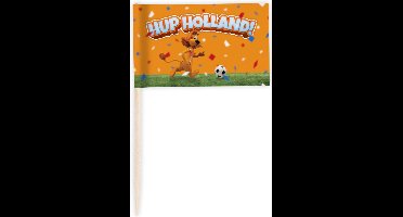 Cocktailprikkers - 100x - Loeki de Leeuw - Hup Holland - oranje - 8 cm