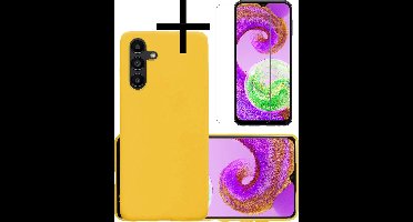 Hoesje - Met Screenprotector - Geschikt voor Samsung Galaxy A04s - Sterk & Shockproof - Back Cover - Siliconen Case - Telefoon Hoes - Geel