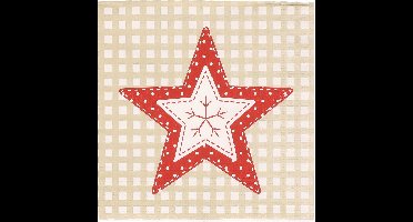 Gerimport Kerst servetten - 20x st - 33 x 33 cm - ster print - papier - kerstservetten