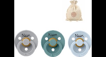 BIBS fopspenen met naam | T1 | Cloud, Island Sea, Baby blue | 0-6 maanden | spenen | speen | fopspeen | BolleToet speenzakje