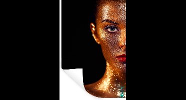 Muurstickers - Sticker Folie - Make up - Goud - Vrouw - Luxe - Glitter - Kunst - 20x30 cm - Plakfolie - Muurstickers Kinderkamer - Zelfklevend Behang - Zelfklevend behangpapier - Stickerfolie