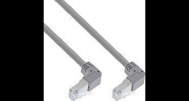 InLine® Patch cable two side down angled, S/FTP (PiMf), Cat.6, 250MHz, PVC, copper, grey, 1.1m