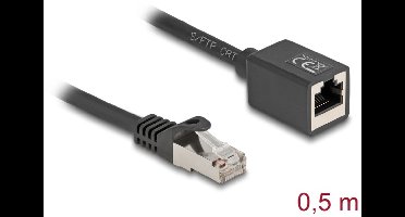 Delock Network Extension Cable RJ45 plug to RJ45 jack Cat.6A S/FTP 0.5 m black