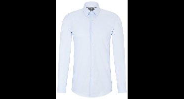 BOSS Hank-s slim fit overhemd - structuur - blauw - Strijkvriendelijk - Boordmaat: 41