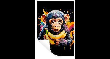 Muurstickers - Sticker Folie - Aap - Graffiti - Kleurrijk - Bananen - Modern - 20x30 cm - Plakfolie - Muurstickers Kinderkamer - Zelfklevend Behang - Zelfklevend behangpapier - Stickerfolie