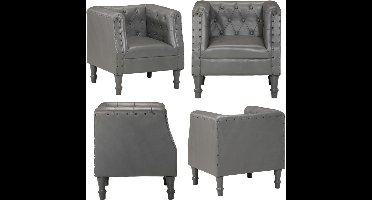 vidaXL - Fauteuil - echt - leer - grijs