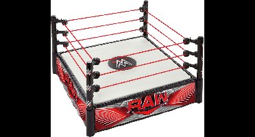 WWE Supersterrenring met labels voor hoofdevenement en RAW - verende ringmat en Pro Tension elastische ringtouwen