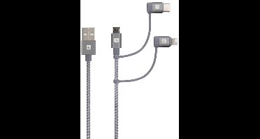 Skross USB-kabel USB 2.0 USB-A stekker 1.20 m Space grijs Rond, Flexibel, Stoffen mantel SKCA00143-1120CN
