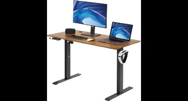 Groot laptopcomputerbureau - 47.2x31.5 in - Rechthoekig staand bureau - Gaming en thuiskantoor - PC-bureau - In hoogte verstelbaar - Zwart