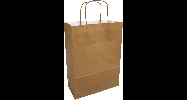 Tas | Kraftpapier | gedraaid papieren koord | 24x 11x33cm | draagtas | goud | 50 stuks