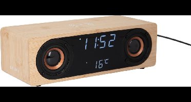 Karlsson - Wekker Classic BT Speaker Radio w. Phone Charger - Bamboe