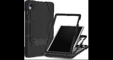 Xccess Tablethoes geschikt voor Samsung Galaxy Tab S9 FE Plus Hardcase Backcover | Xccess Survivor Essential | Schokbestendig Galaxy Tab S9 FE Plus Telefoonhoesje | Anti Shock Proof + Standaard - Zwart