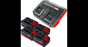 Einhell PXC Starter Kit 4x Power X-Change oplaadbare accu 18 V 4.0 Ah ( 4x 4511396 ) + Power X-Twincharger 3A dubbele lader ( 4512069 )