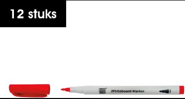 SOHO Whiteboardmarker - Puntdikte 1mm – Rood – Marker voor Whiteboard – 12 stuks