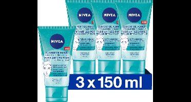 NIVEA Essentials Dagelijkse Reinigingsscrub - Reinigingsscrub - Gezichtsreiniger - Voor de onzuivere huid - Melkzuur - Magnolia extract - 3x150 ml