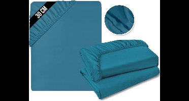 Matrasovertrek 180x200 - Hoeslaken - Matrashoes - Super Zacht - Denimblauw