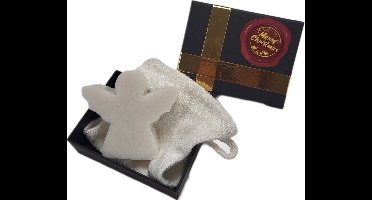 Kerst cadeau: zeep engeltje met bamboe zeepzakje in cadeauverpakking - kerstcadeau - kerstcadeau vrouw - kerstcadeautjes klein -