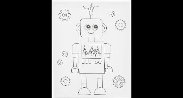 Creativ Company Schildercanvas met print Robot, 24x30 cm