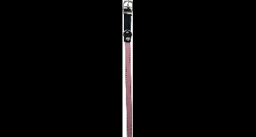 Luxe Leren Kattenhalsband / Kleine Hondenhalsband - Roze/Zwart - Diameter 8 CM - Lengte 30 CM - Breedte 0,7 CM