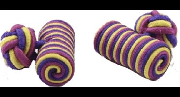 Cilinder manchetknopen geel paars roze