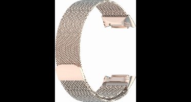 New Age Devi - Retro Gouden Milanese Band Geschikt voor Fitbit Charge 5 - Geschikt voor Horloge - Armband - Polsband