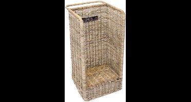 Haardmand Rotan Grijs Met Wielen 35x45h90cm