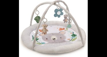 Kinderkraft COZYPLAY Educatief Speelkleed - Met 2 Knuffels, Bijtring en Spiegeltje - Wasbaar, Compact en Draagbaar - Ø91 cm - Lichtgrijs