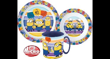 Minions Ontbijtset - Lunchset - Dinerset Bord, Schaal en Beker 350ml